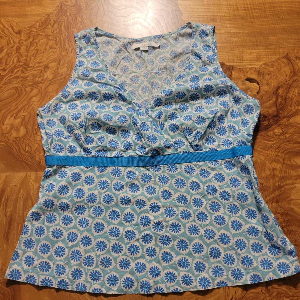Boden Blue Floral Wrap Blouse